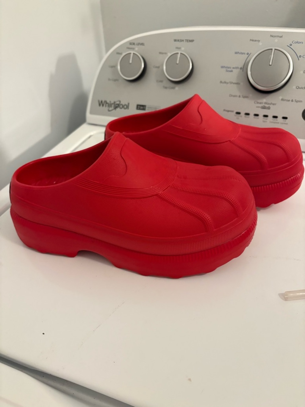 Sorel Red Platform Clog Mules